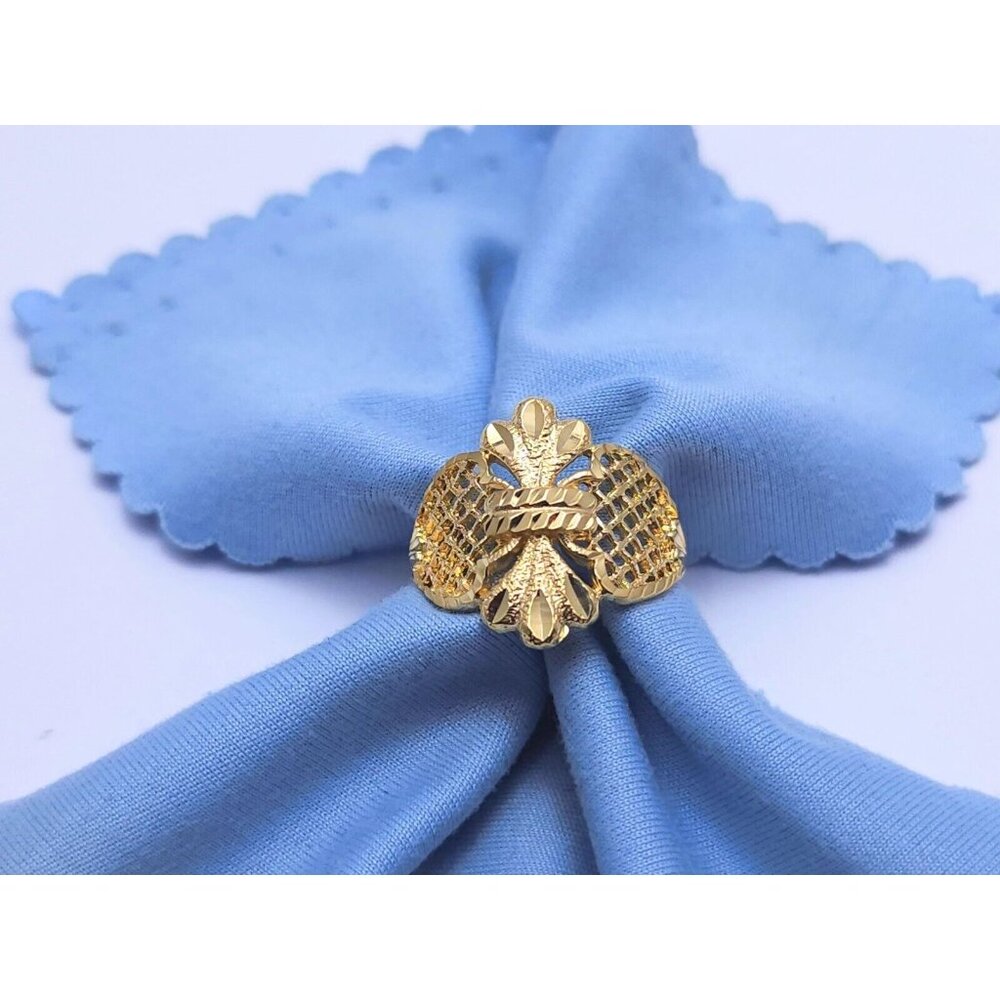 Beverly Hills Gold 14K Karat Solid Yellow Gold Designer Filigree Ring - Size 6
